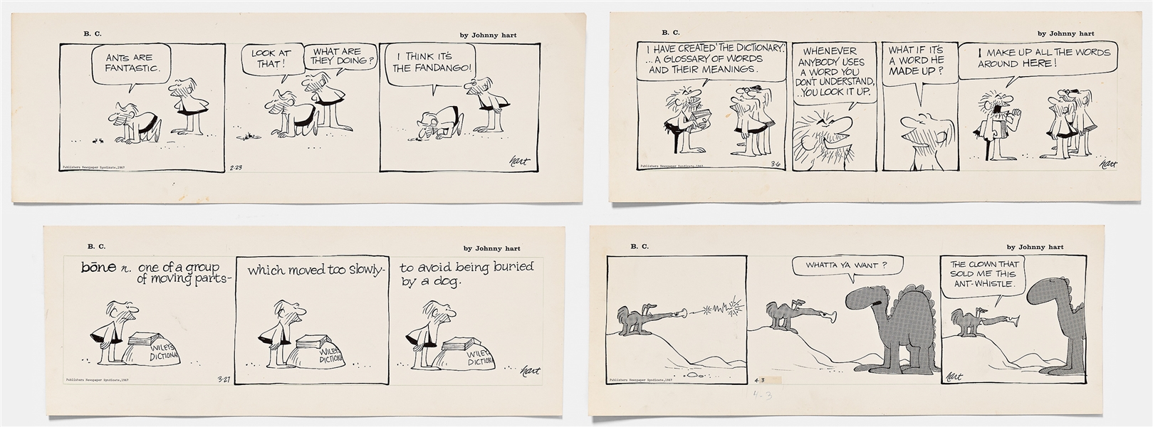 Lot of Four B.C. Comic Strips from 1967