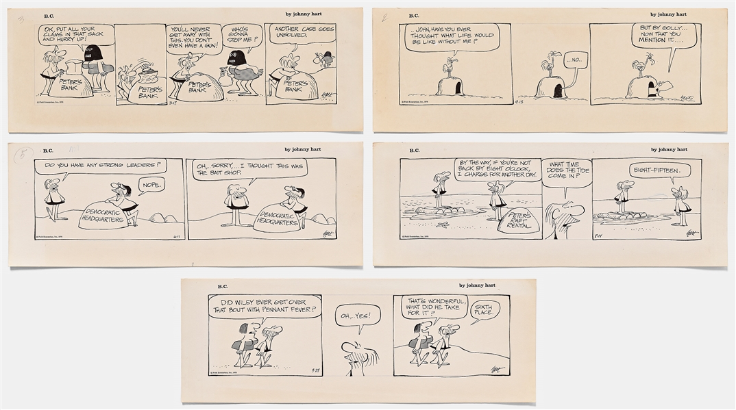 Lot of Five B.C. Comic Strips from 1976