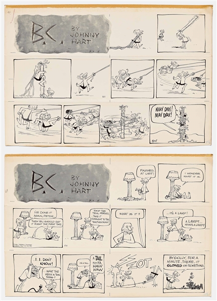Lot of Two B.C. Sunday Comic Strips from 1964