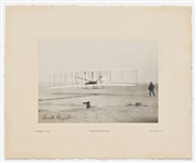 Orville Wright Signed ''First Flight'' Photo Measuring 7'' x 4.875'' on Display Mat Measuring 11'' x 9'' -- Uninscribed in Near Fine Condition