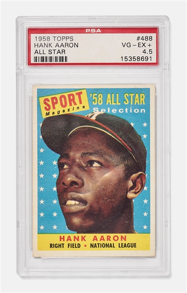 Hank Aaron 1958 Topps All Star Card #488 -- PSA Graded Very Good-Excellent Plus 4.5