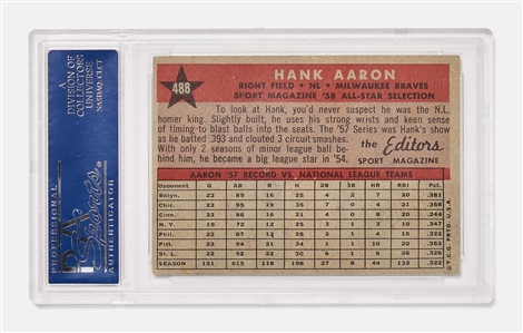 Hank Aaron 1958 Topps All Star Card #488 -- PSA Graded Very Good-Excellent Plus 4.5