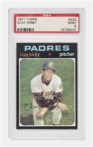 Clay Kirby 1971 Topps Card #333 -- PSA Graded Mint 9