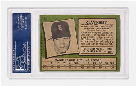 Clay Kirby 1971 Topps Card #333 -- PSA Graded Mint 9