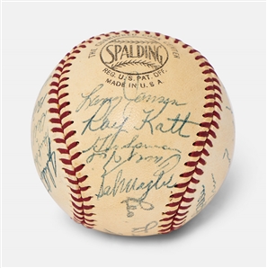 World Series Champion 1954 New York Giants Team Signed Baseball Including Willie Mays & Monte Irvin -- From the Estate of Larry Jansen -- With PSA/DNA COA