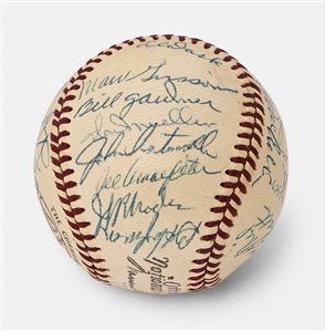 World Series Champions 1954 New York Giants Team Signed Ball -- Including Willie Mays, Hoyt Wilhelm & Monte Irvin -- From the Estate of Larry Jansen -- With PSA/DNA COA