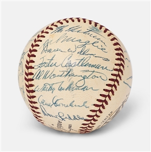 World Series Champions 1954 New York Giants Team Signed Ball -- Including Willie Mays, Hoyt Wilhelm & Monte Irvin -- From the Estate of Larry Jansen -- With PSA/DNA COA