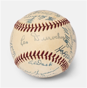 World Series Champions 1954 New York Giants Team Signed Ball -- Including Willie Mays, Hoyt Wilhelm & Monte Irvin -- From the Estate of Larry Jansen -- With PSA/DNA COA