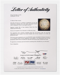 World Series Champions 1954 New York Giants Team Signed Ball -- Including Willie Mays, Hoyt Wilhelm & Monte Irvin -- From the Estate of Larry Jansen -- With PSA/DNA COA