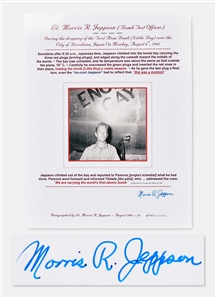 Morris Jeppson Signed Statement, ...We are carrying the worlds first atomic bomb...