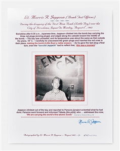 Morris Jeppson Signed Statement, ''...We are carrying the world's first atomic bomb...''