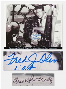 Bockscar Pilot Charles Sweeney and Co-Pilot Fred Olivi Signed 10 x 8 Photo