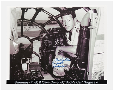 Bockscar Pilot Charles Sweeney and Co-Pilot Fred Olivi Signed 10'' x 8'' Photo