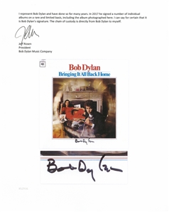 Bob Dylan Signed Album ''Bringing It All Back Home'' -- With a COA From Jeff Rosen