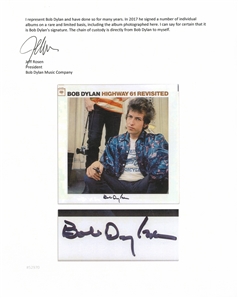 Bob Dylan Signed Album ''Highway 61 Revisited'' -- With Jeff Rosen COA