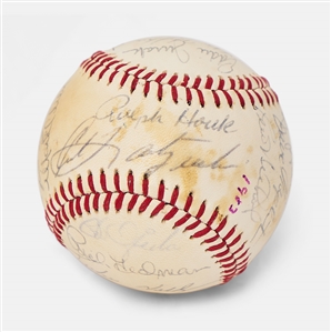 Boston Red Sox 1982 Team-Signed Baseball -- With 30 Signatures Including Wade Boggs, Carl Yastrzemski and Tony Perez
