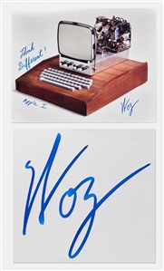 Steve Wozniak Signed 14 x 11 Photo of the Apple 1 Computer, Writing Think Different! -- With PSA COA, Signature Graded a Perfect 10