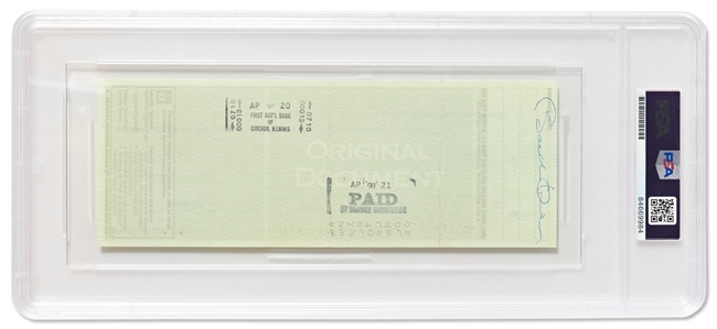 Barack Obama Twice-Signed Check, Authorized by Obama & Also Endorsed by Him on Verso -- PSA/DNA Encapsulated