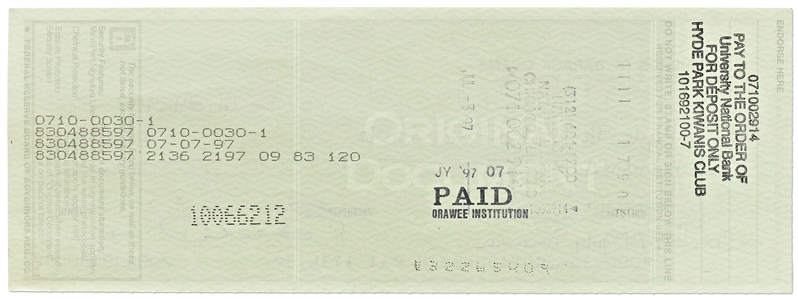 Barack Obama Check Signed from the ''Friends of Barack Obama'' Bank Account