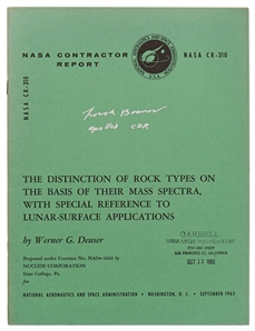 Frank Borman Signed NASA Report on Moon Rocks -- With Novaspace COA