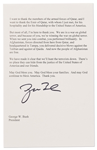George W. Bush Signed ''Mission Accomplished'' Speech Delivered on 5 June 2003 to U.S. Soldiers Fighting in the Second Iraq War -- With Beckett COA