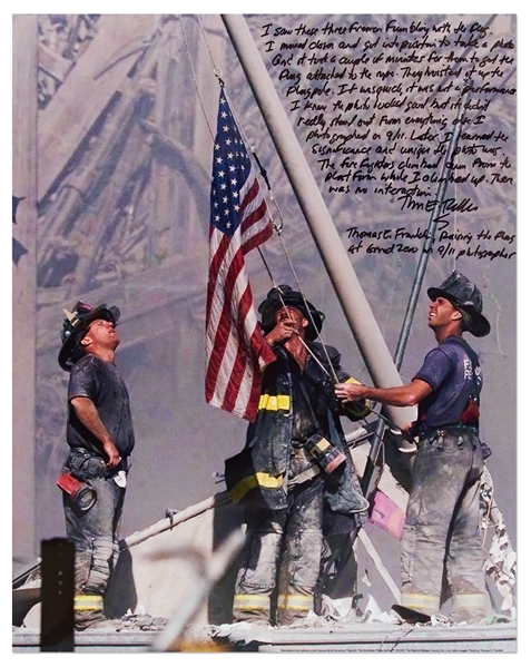 Thomas E. Franklin, 9/11 Photographer of Raising the Flag at Ground Zero, Signed 16 x 20 Photo with His Handwritten Essay About 9/11