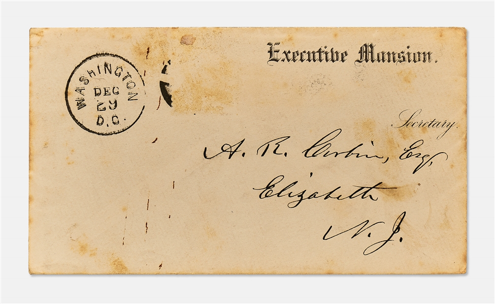 Ulysses S. Grant Handwritten Envelope as President on Executive Mansion Stationery