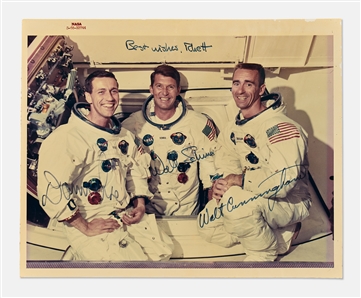 Apollo 7 Crew-Signed Red-Number White Spacesuit Photo