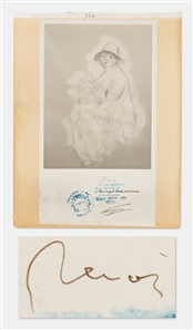 Pierre-Auguste Renoir Signed Print of a Study for His 1885 Painting Maternite -- Signature Witnessed by the Mayor of Cagnes, France in 1909 & Used to Authenticate Renoirs Artwork