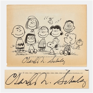 Charles Schulz Signed Peanuts Print -- Measures 11 x 8.5