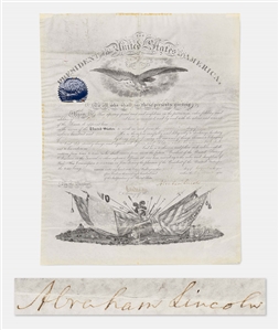 Abraham Lincoln Military Appointment Signed for Soldier WIA at Antietam -- Near Fine