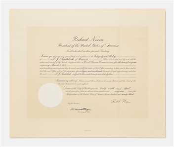 Richard Nixon Appointment Signed as President for the Now-Defunct U.S. Civil Service Commission -- With PSA COA