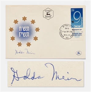 Golda Meir Signed First Day Cover from 1957 Honoring Israels 9th Independence Day