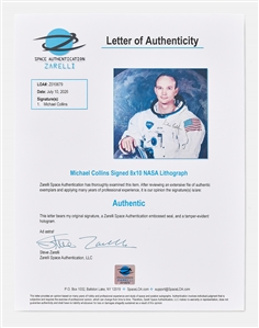 Apollo 11 Crew-Signed White Spacesuit Photos -- Each Photo Uninscribed -- With Zarelli COAs for All Three Photos