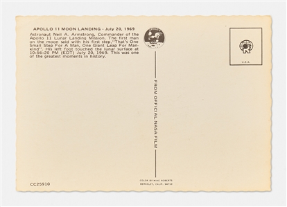 Neil Armstrong Signed White Spacesuit Postcard, Without Inscription -- With Steve Grad COA