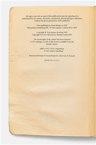 First Edition, First Printing Softcover of Harry Potter and the Philosopher's Stone by J.K. Rowling