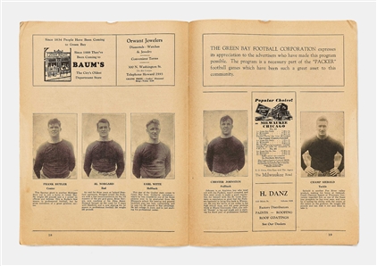 1934 NFL Green Bay Packers vs. Chicago Bears Program