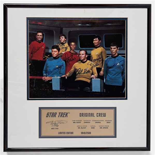 Star Trek Cast-Signed 14 x 11 Photo -- Limited Edition Signed by All 7 Crew Members of the Starship Enterprise