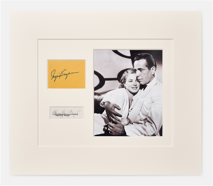 Humphrey Bogart & Ingrid Bergman Signed Display for Casablanca -- With PSA COAs for Both Signatures