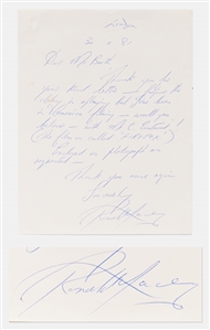 Raiders of the Lost Ark Villain Ronald Lacey Autograph Letter Signed from 1981 Shortly After Raiders Premiered -- With PSA COA