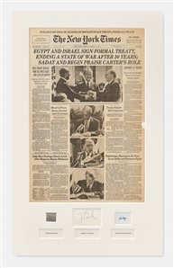 Signed Display for the Egypt-Israel Peace Treaty in 1979 -- Signed by Jimmy Carter, Anwar Sadat and Menachem Begin -- With PSA COAs