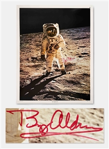 Buzz Aldrin Signed Visor Poster Measuring 22.5 x 29 -- With Zarelli COA