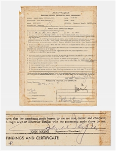 John Wayne Signed Medical Document from 1967 to Physically Insure Him for Filming The Green Berets -- With PSA COA, Signature Graded 8