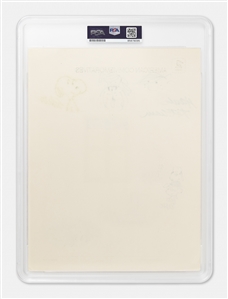 Charles Schulz Signed Sketch of Snoopy, Graded 10 by PSA -- Also with Hank Ketcham, Bill Keane & Bud Blake Signed Sketches
