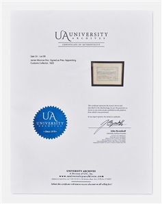 James Monroe Document Signed as President -- Monroe Appoints John McIntosh of Georgia as Customs Collector in 1820