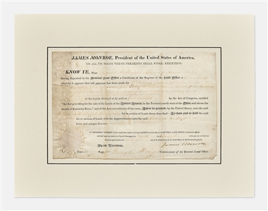 James Monroe Land Grant Signed as President