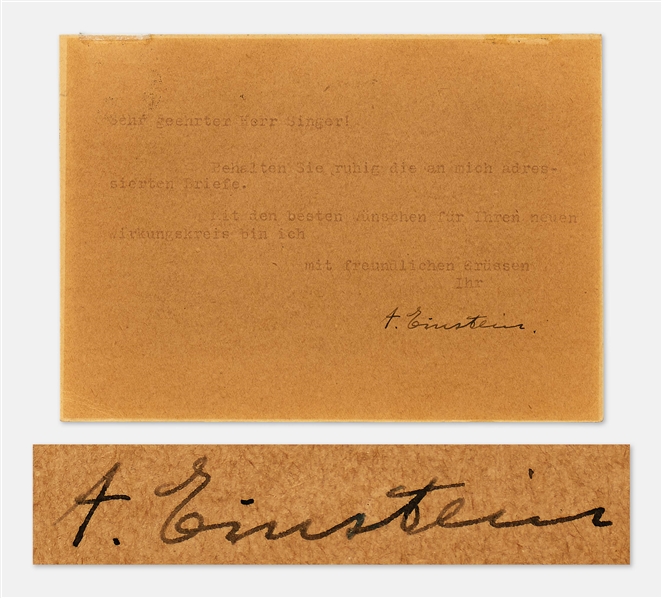 Albert Einstein Postcard Signed from 1930 -- Einstein Sends Best Wishes to a Jewish Scientist After Helping Him Immigrate to America