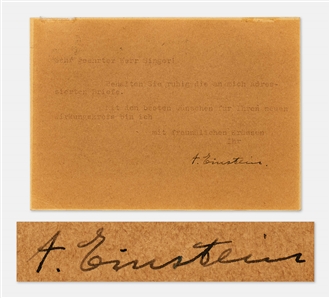 Albert Einstein Postcard Signed from 1930 -- Einstein Sends Best Wishes to a Jewish Scientist After Helping Him Immigrate to America