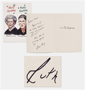 Ruth Bader Ginsburg Autograph Note Signed as Justice -- Penned Inside a Holiday Card Featuring Her and Sandra Day OConnor as The Supremes