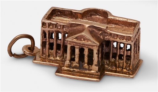 Lovely 14K Gold Charm of the White House Owned by Jimmy and Rosalyn Carter